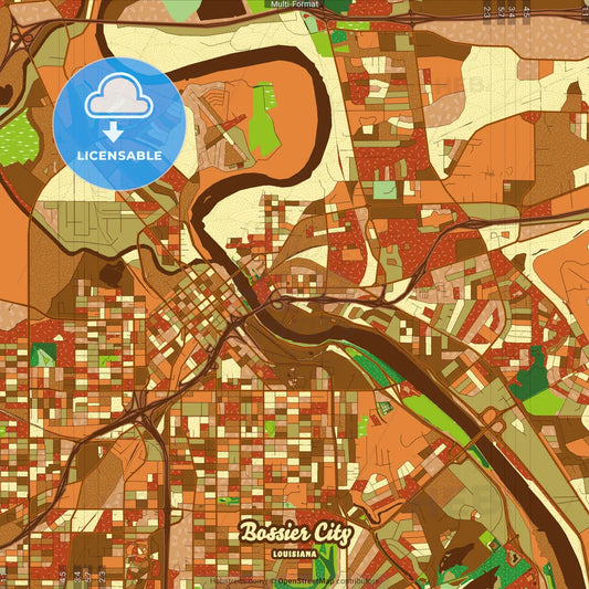 Bossier City Louisiana Farmhouse Poster Art Map Template