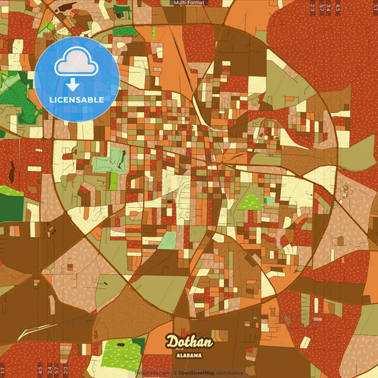 Dothan Alabama Farmhouse Poster Art Map Template