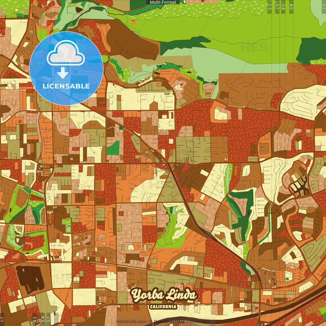 Yorba Linda California Farmhouse Poster Art Map Template