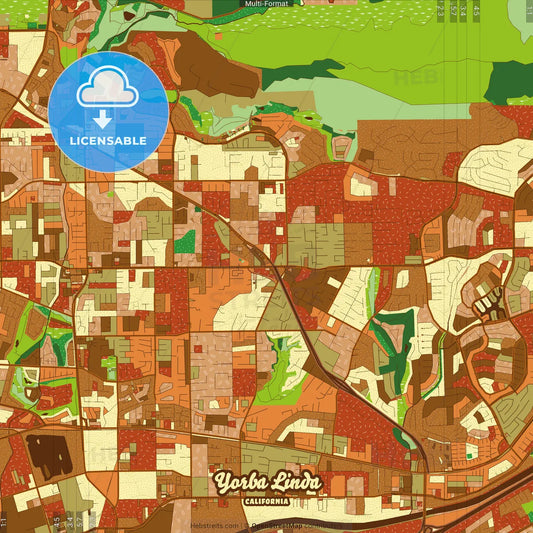 Yorba Linda California Farmhouse Poster Art Map Template