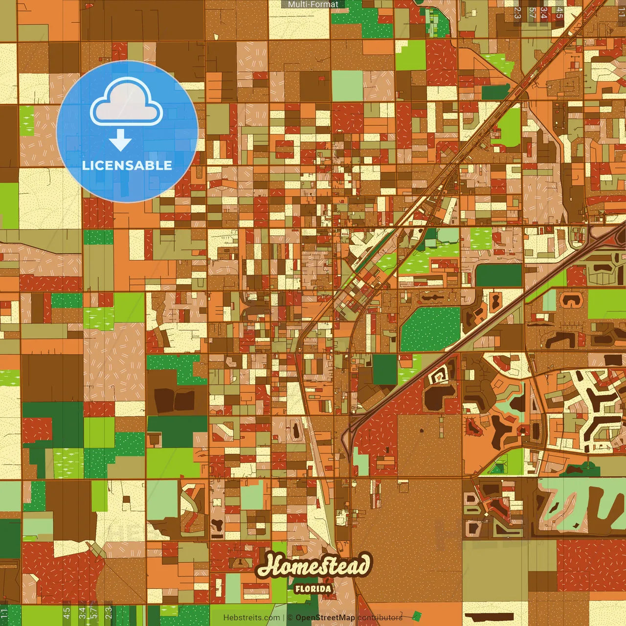 Homestead Florida Farmhouse Poster Art Map Template