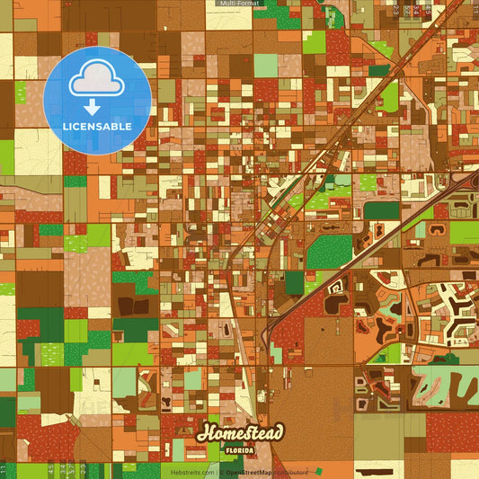 Homestead Florida Farmhouse Poster Art Map Template