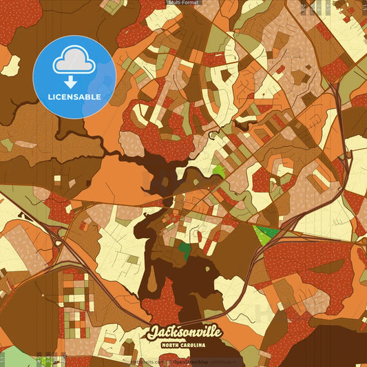 Jacksonville North Carolina Farmhouse Poster Art Map Template