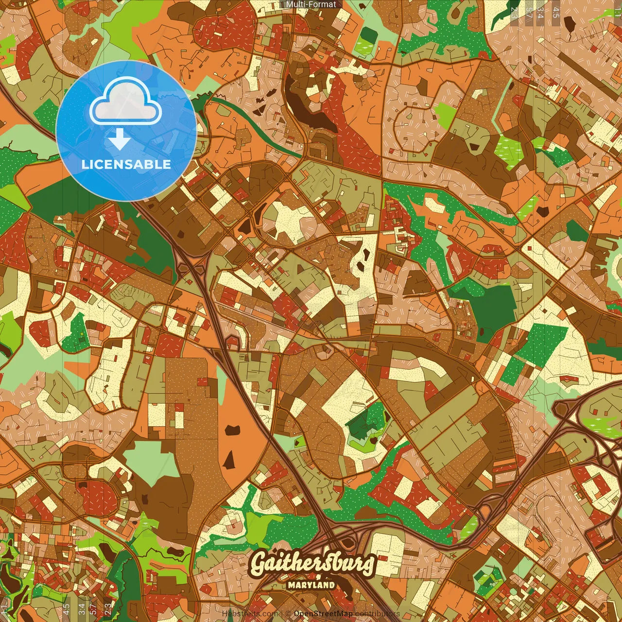 Gaithersburg Maryland Farmhouse Poster Art Map Template