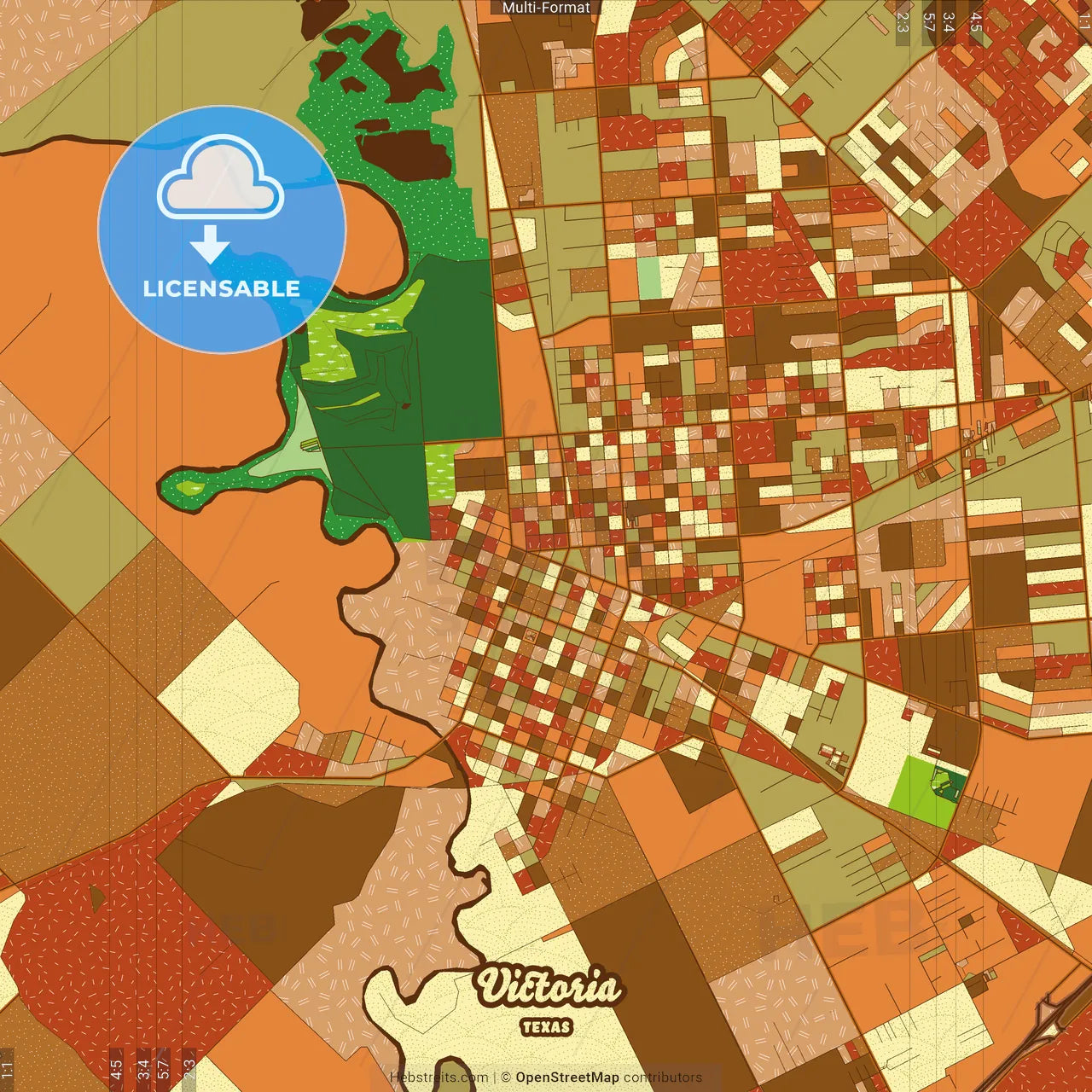 Victoria Texas Farmhouse Poster Art Map Template