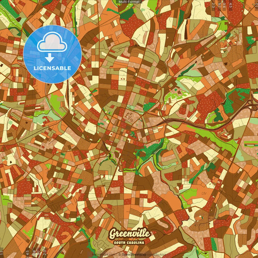 Greenville South Carolina Farmhouse Poster Art Map Template