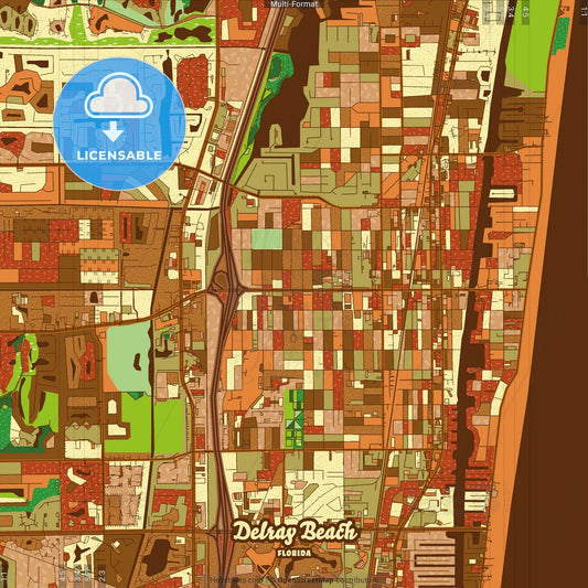 Delray Beach Florida Farmhouse Poster Art Map Template