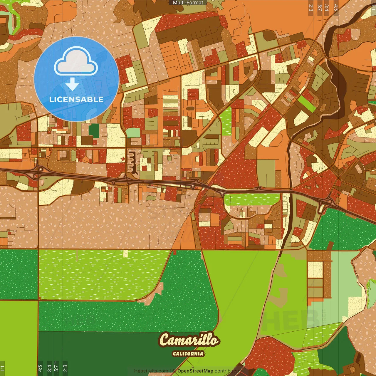 Camarillo California Farmhouse Poster Art Map Template