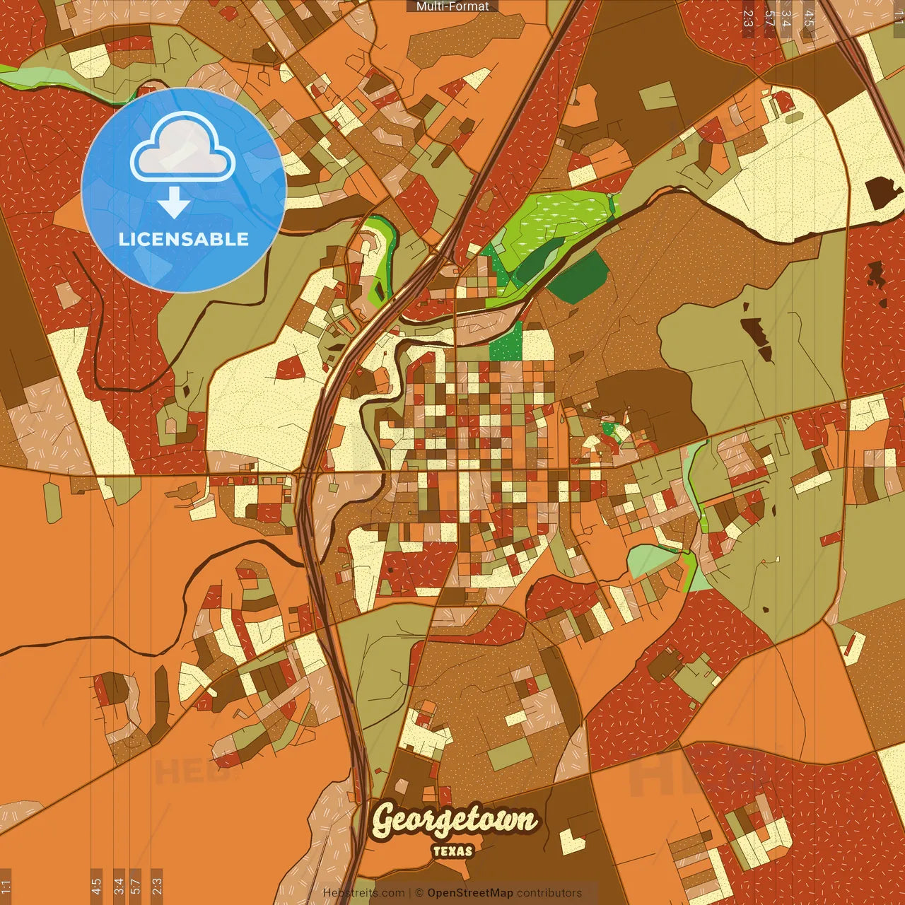 Georgetown Texas Farmhouse Poster Art Map Template