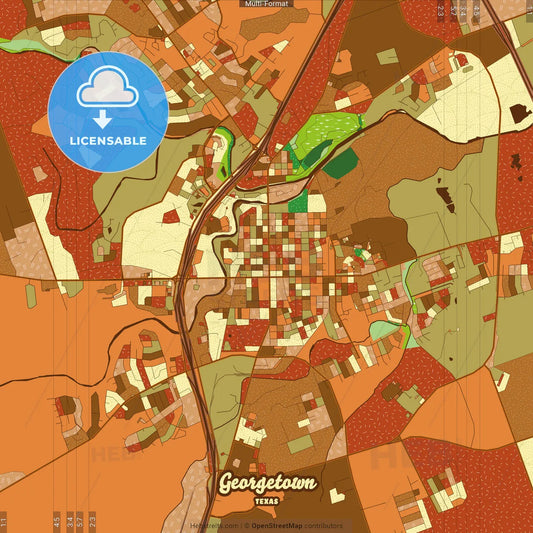 Georgetown Texas Farmhouse Poster Art Map Template