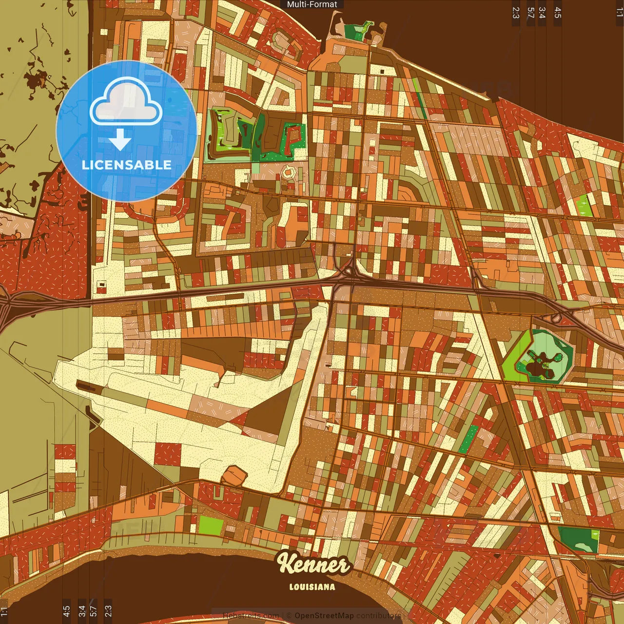 Kenner Louisiana Farmhouse Poster Art Map Template