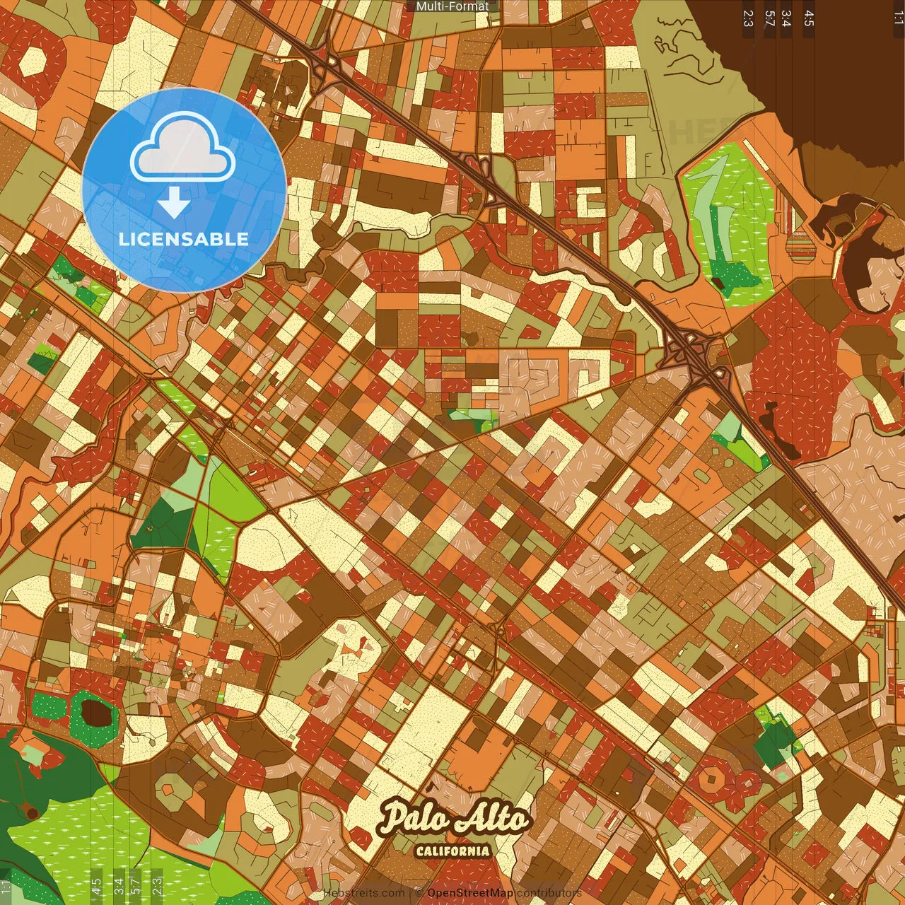 Palo Alto California Farmhouse Poster Art Map Template