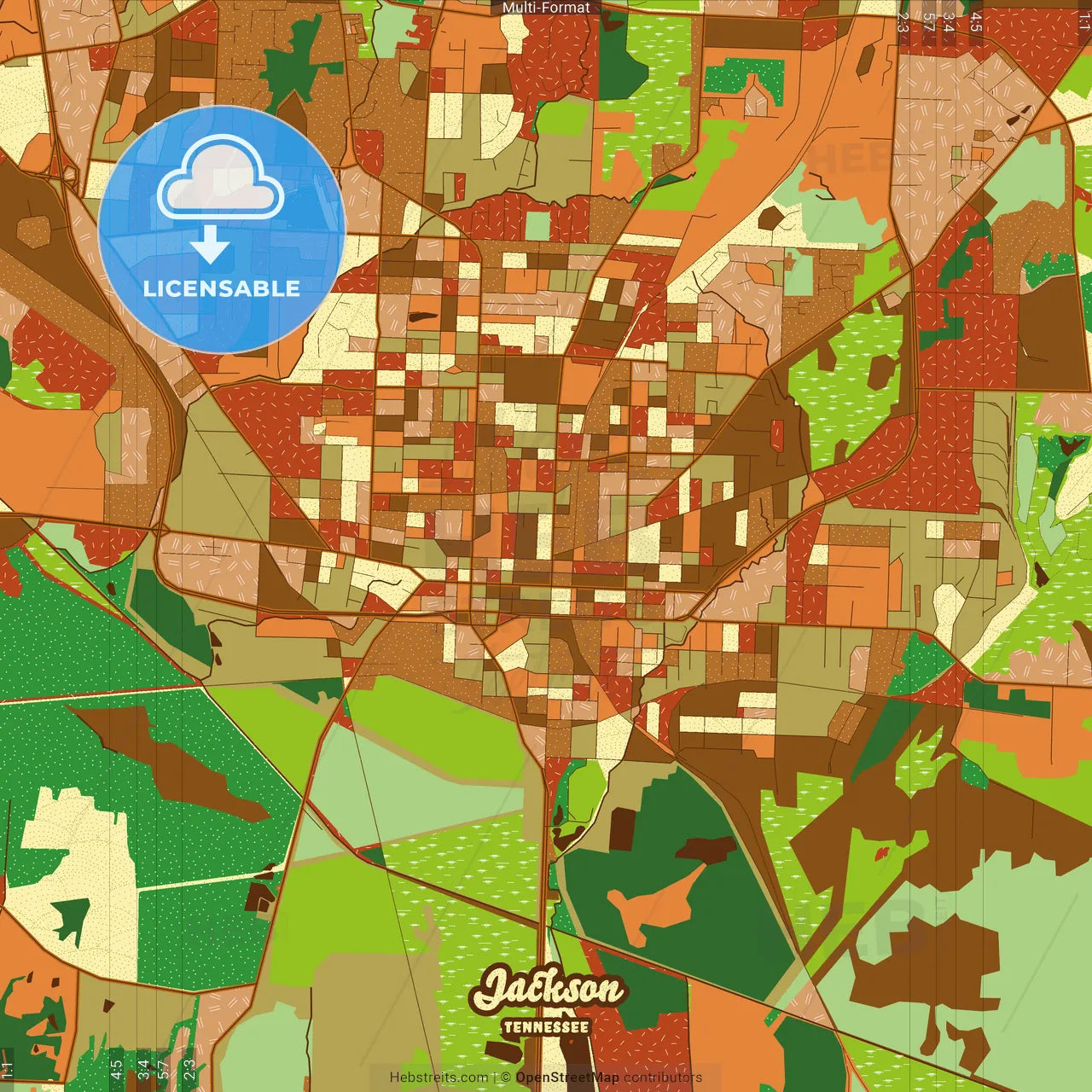 Jackson Tennessee Farmhouse Poster Art Map Template
