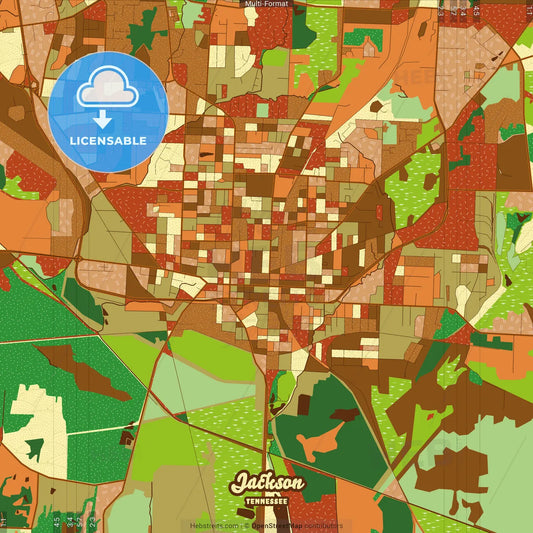 Jackson Tennessee Farmhouse Poster Art Map Template