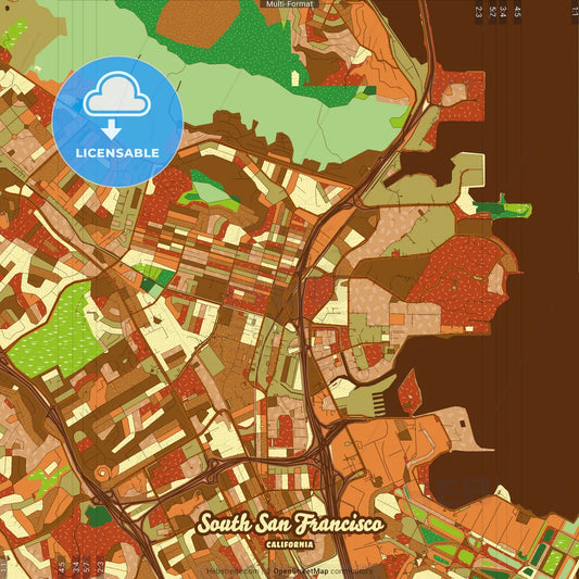 South San Francisco California Farmhouse Poster Art Map Template