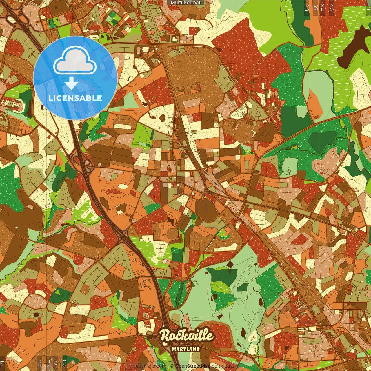 Rockville Maryland Farmhouse Poster Art Map Template