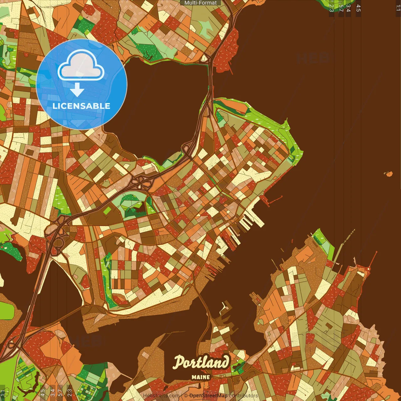 Portland Maine Farmhouse Poster Art Map Template