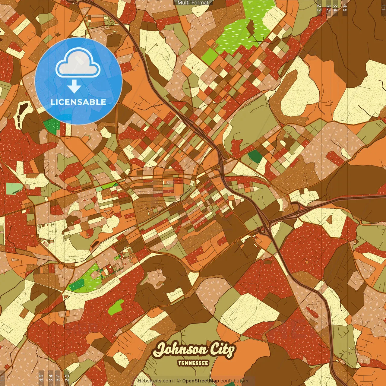 Johnson City Tennessee Farmhouse Poster Art Map Template