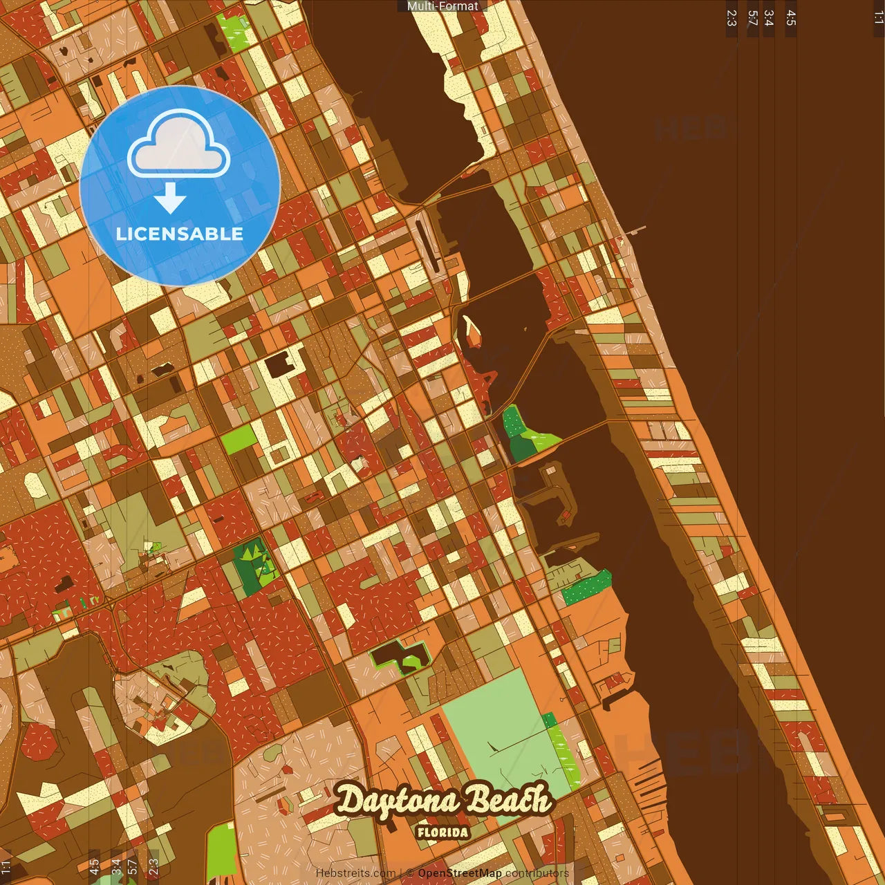 Daytona Beach Florida Farmhouse Poster Art Map Template