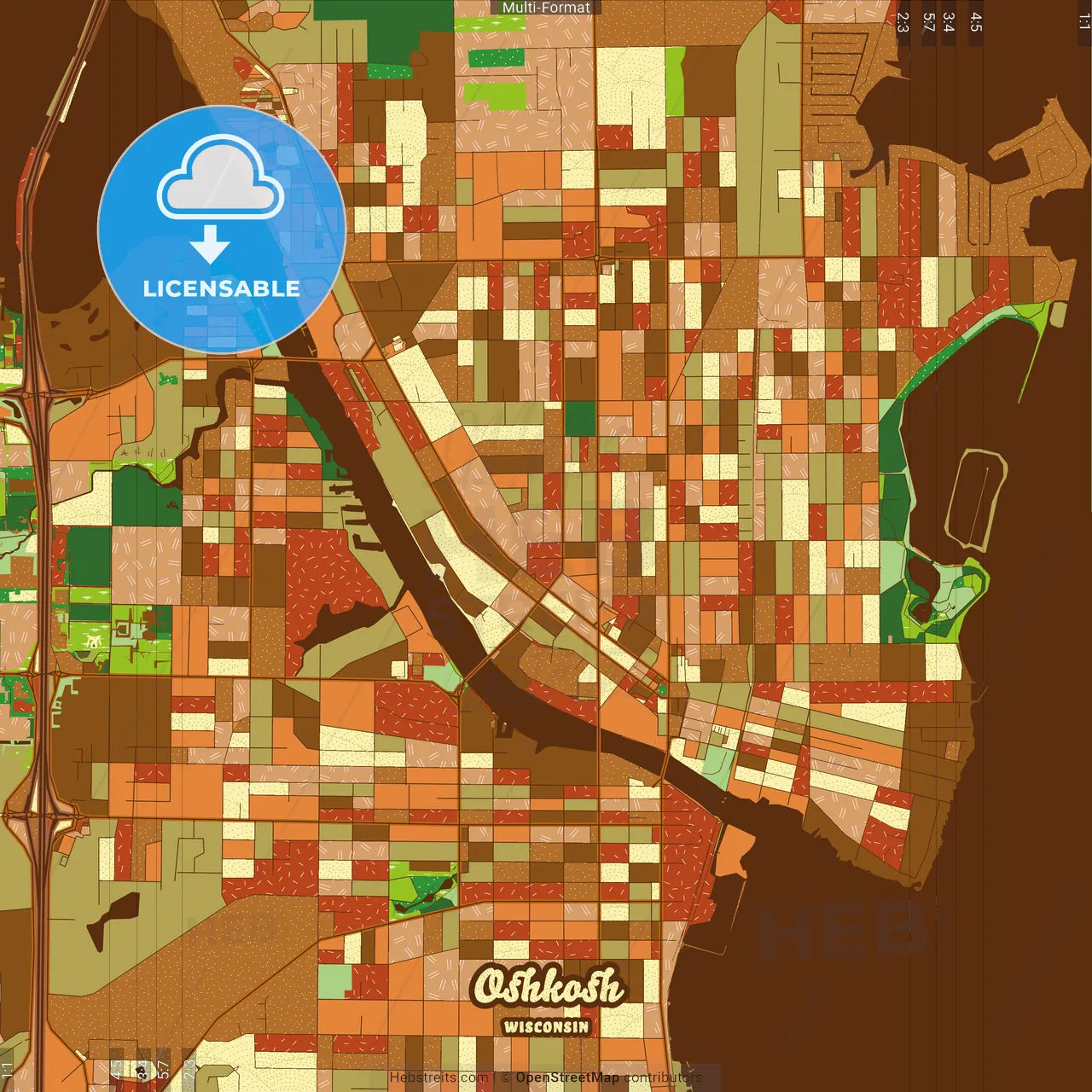 Oshkosh Wisconsin Farmhouse Poster Art Map Template