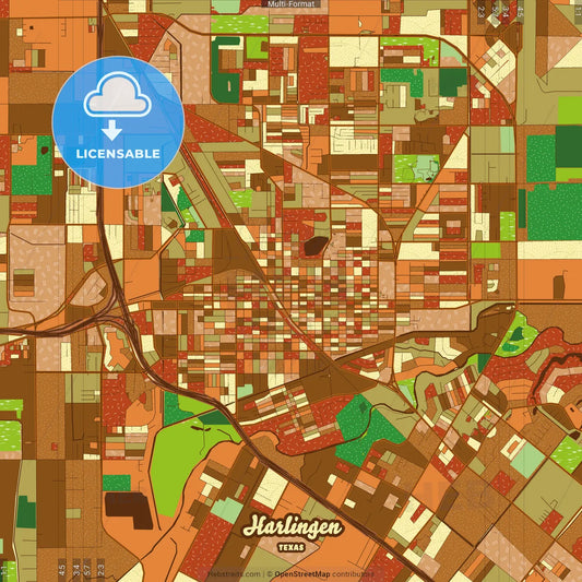 Harlingen Texas Farmhouse Poster Art Map Template