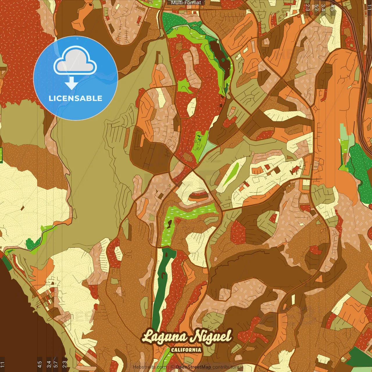 Laguna Niguel California Farmhouse Poster Art Map Template