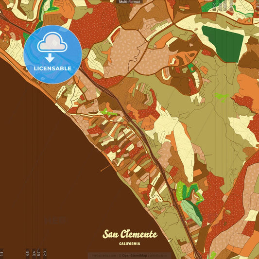 San Clemente California Farmhouse Poster Art Map Template