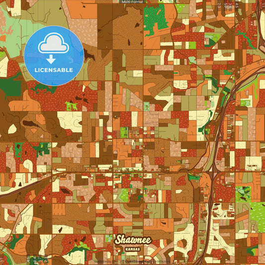Shawnee Kansas Farmhouse Poster Art Map Template