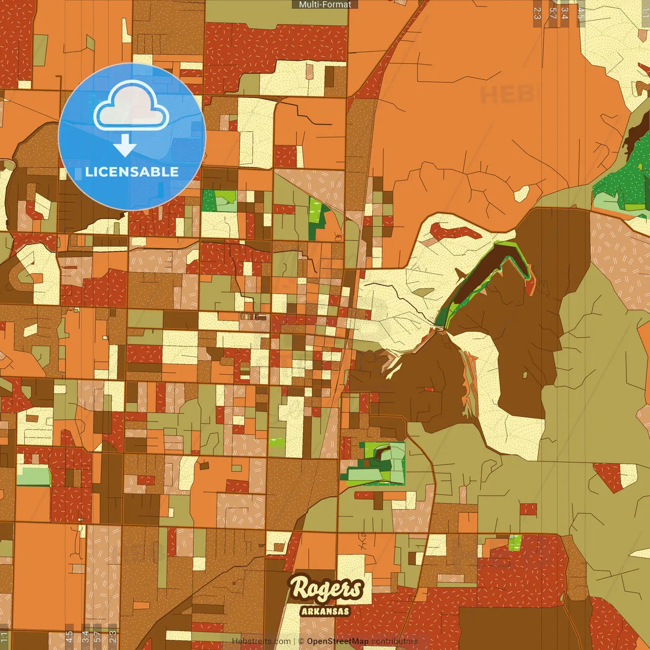 Rogers Arkansas Farmhouse Poster Art Map Template