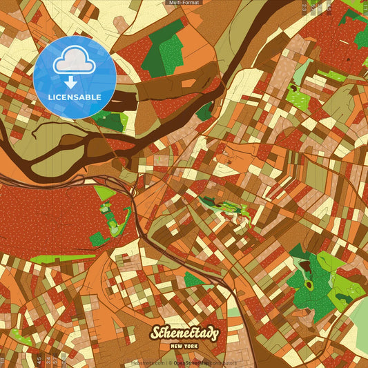 Schenectady New York Farmhouse Poster Art Map Template