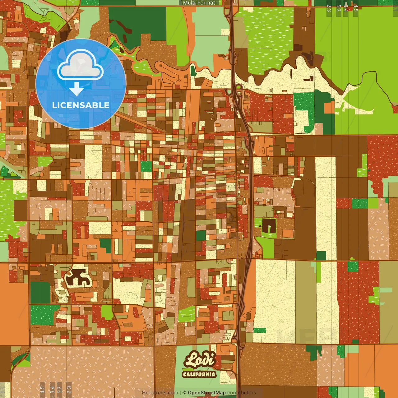 Lodi California Farmhouse Poster Art Map Template