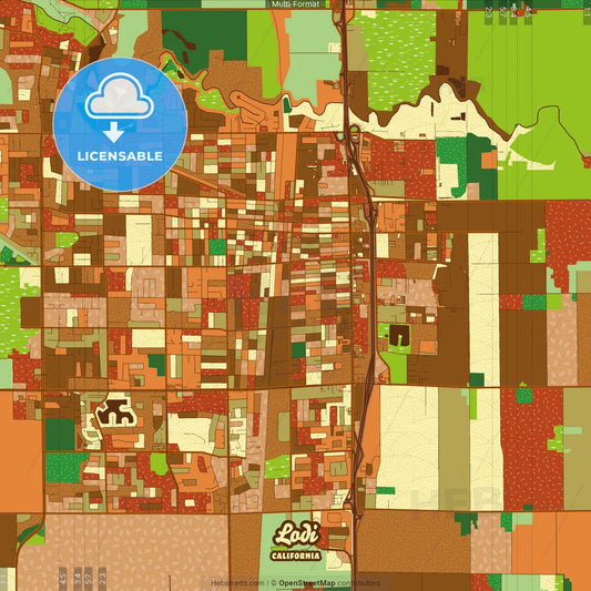 Lodi California Farmhouse Poster Art Map Template