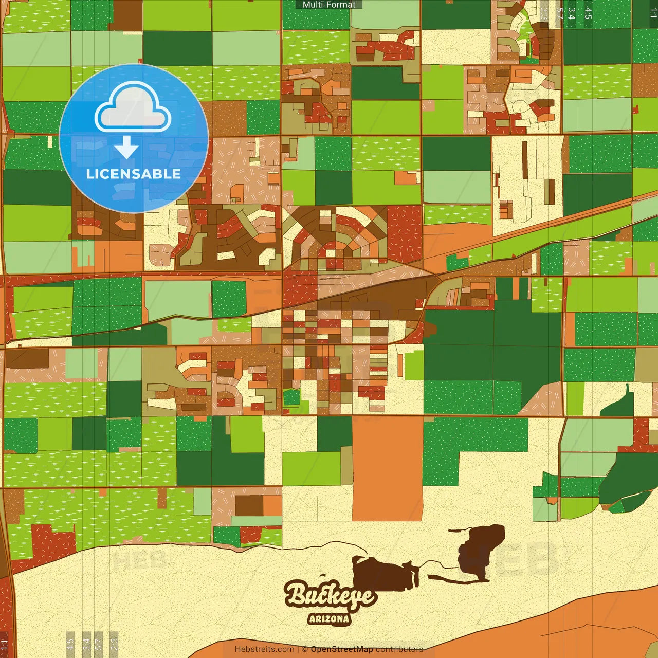 Buckeye Arizona Farmhouse Poster Art Map Template