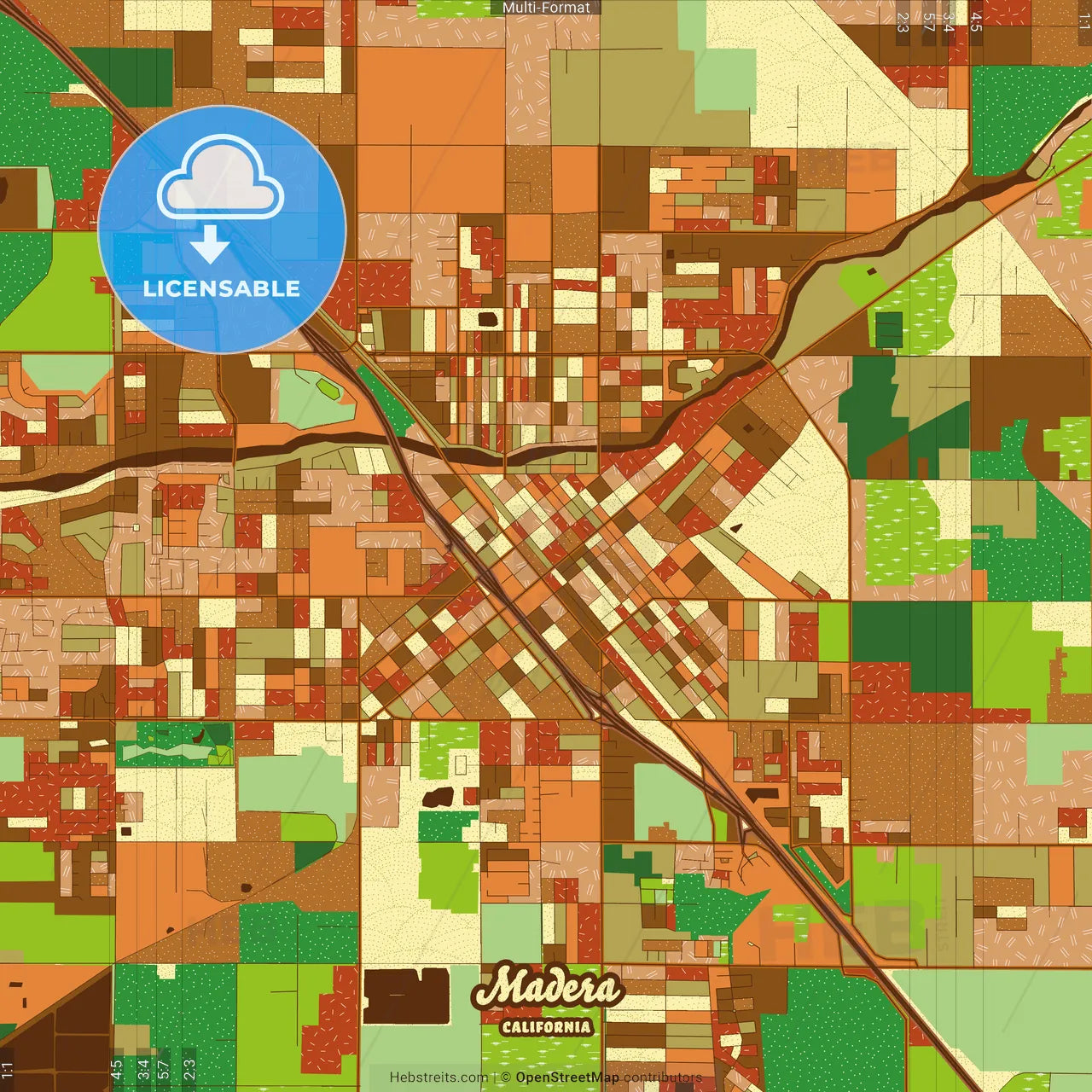 Madera California Farmhouse Poster Art Map Template