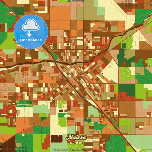 Madera California Farmhouse Poster Art Map Template