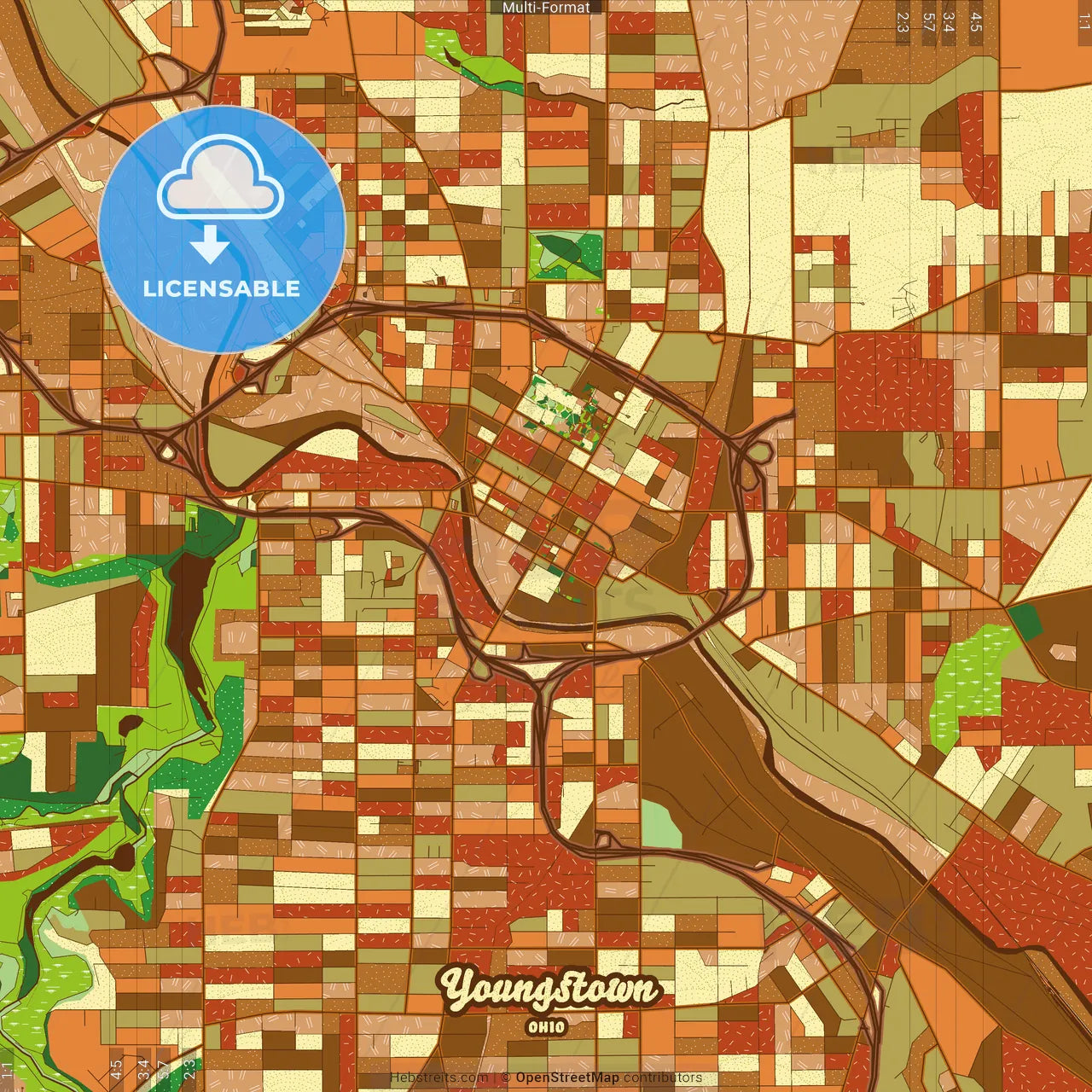 Youngstown Ohio Farmhouse Poster Art Map Template