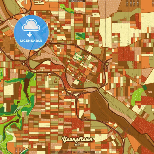 Youngstown Ohio Farmhouse Poster Art Map Template