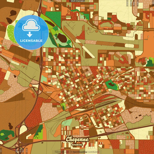 Cheyenne Wyoming Farmhouse Poster Art Map Template