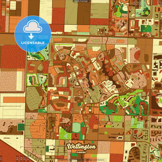 Wellington Florida Farmhouse Poster Art Map Template