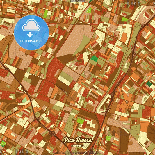 Pico Rivera California Farmhouse Poster Art Map Template