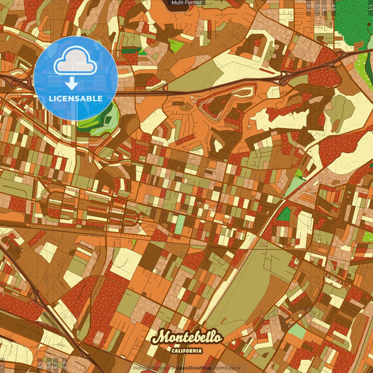 Montebello California Farmhouse Poster Art Map Template