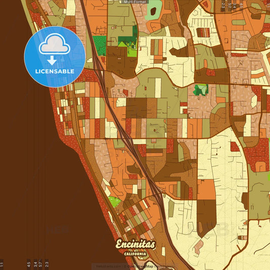 Encinitas California Farmhouse Poster Art Map Template