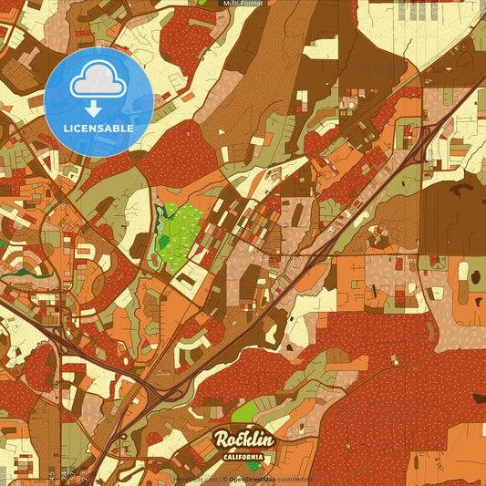 Rocklin California Farmhouse Poster Art Map Template