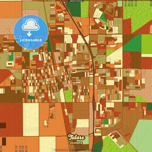 Tulare California Farmhouse Poster Art Map Template