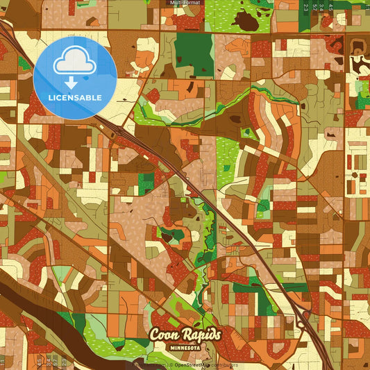 Coon Rapids Minnesota Farmhouse Poster Art Map Template