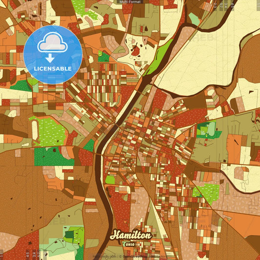 Hamilton Ohio Farmhouse Poster Art Map Template