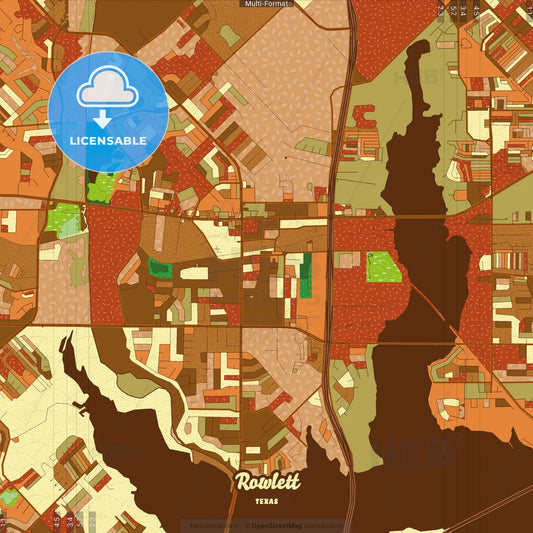 Rowlett Texas Farmhouse Poster Art Map Template