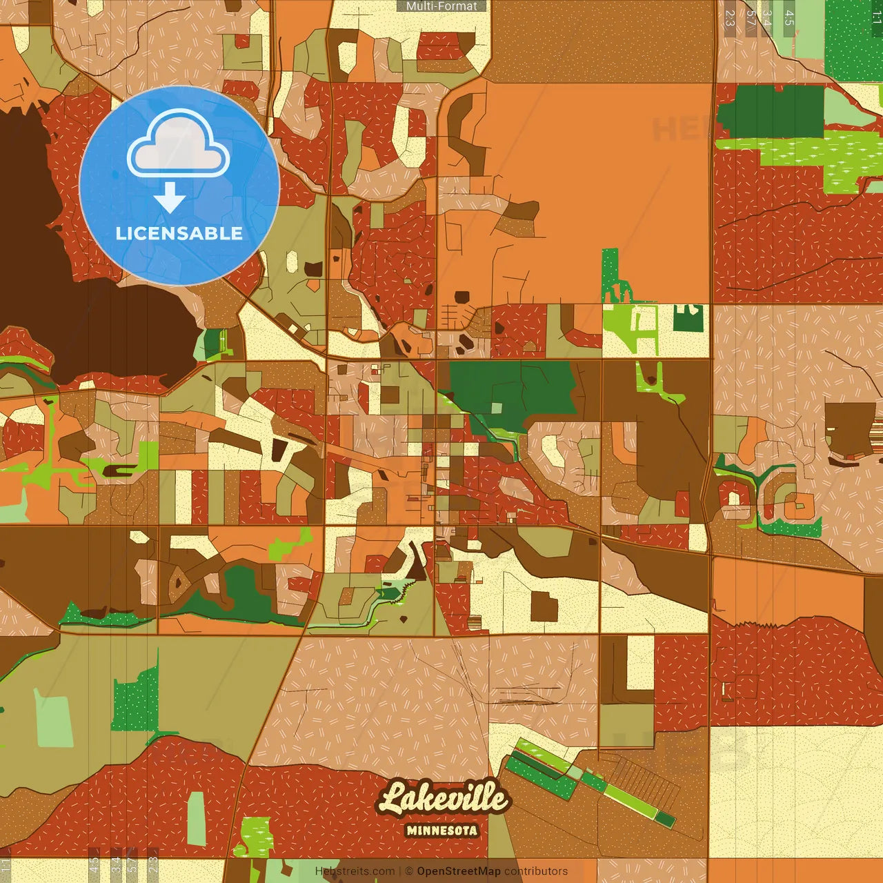 Lakeville Minnesota Farmhouse Poster Art Map Template