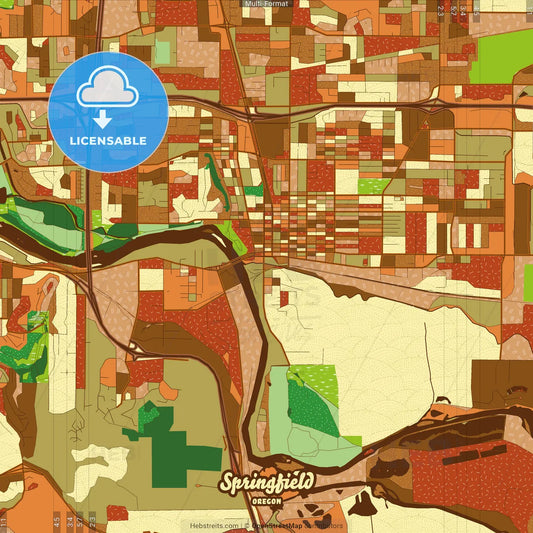 Springfield Oregon Farmhouse Poster Art Map Template