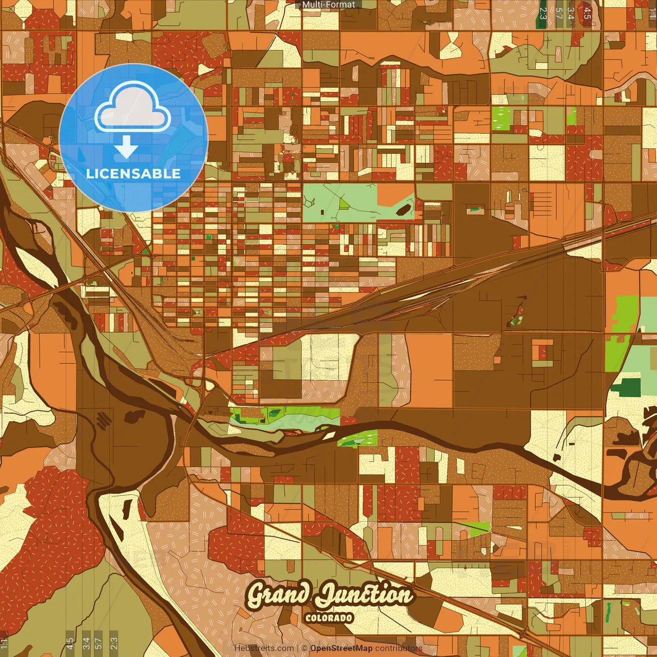 Grand Junction Colorado Farmhouse Poster Art Map Template